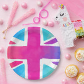 Union Jack Flag in hellen Wasserfarben Pappteller (Party)