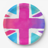 Union Jack Flag in hellen Wasserfarben Pappteller (Vorderseite)