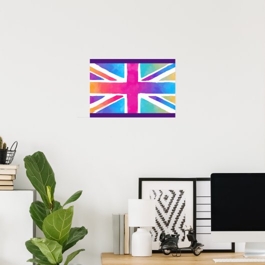 Union Jack Flag in hellen Wasserfarben Poster (Heimbüro)