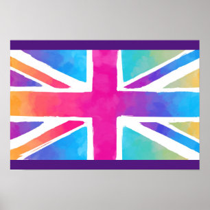 Union Jack Flag in hellen Wasserfarben Poster