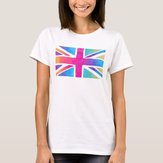 Union Jack Flag in hellen Wasserfarben T-Shirt (Vorderseite)