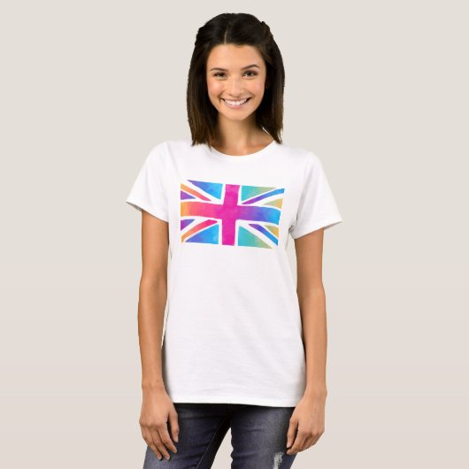 Union Jack Flag in hellen Wasserfarben T-Shirt (Vorne ganz)