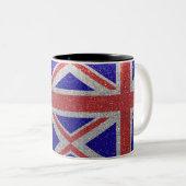Union Jack Flag London British Glitzer Zuhause Off Zweifarbige Tasse (VorderseiteRechts)