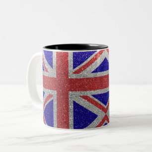 Union Jack Flag London British Glitzer Zuhause Off Zweifarbige Tasse