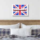 Union Jack Flag London Skyline Leinwand (Insitu (Schlafzimmer))