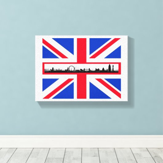 Union Jack Flag London Skyline Leinwand (Insitu (Holzboden))