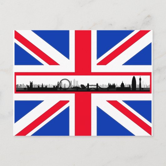 Union Jack Flag London Skyline Postcard Postkarte (Vorderseite)