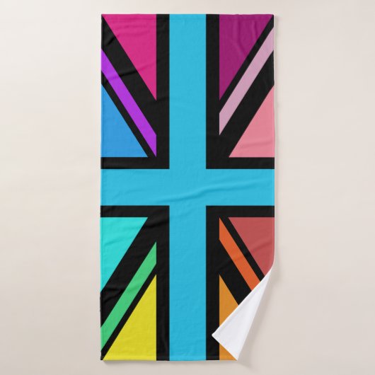 Union Jack/Flag mehrfarbig+Schwarz-Design Badehandtuch (Badehandtuch)