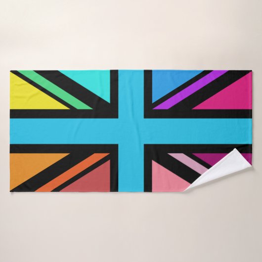 Union Jack/Flag mehrfarbig+Schwarz-Design Badehandtuch (Badehandtuch)