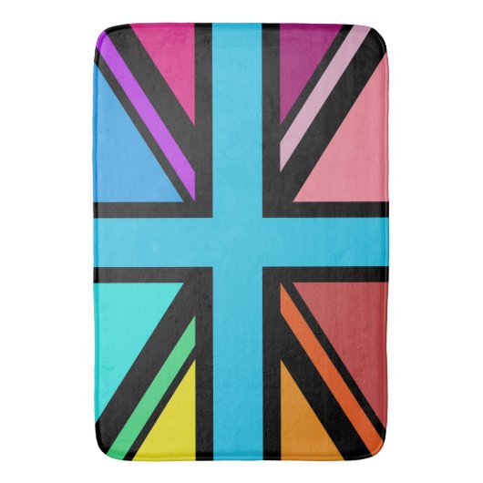 Union Jack/Flag mehrfarbig+Schwarz-Design Badematte (Vorderseite Vertikal)