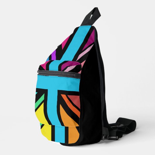 Union Jack/Flag mehrfarbig+Schwarz-Design Crossbody Bag (Rechte Ecke)