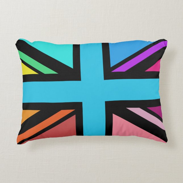 Union Jack/Flag mehrfarbig+Schwarz-Design Dekokissen (Vorderseite)