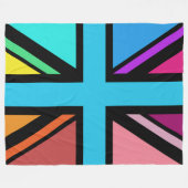 Union Jack/Flag mehrfarbig+Schwarz-Design Fleecedecke (Vorderseite (Horizontal))