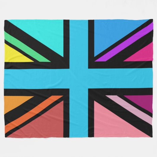Union Jack/Flag mehrfarbig+Schwarz-Design Fleecedecke (Vorderseite (Horizontal))