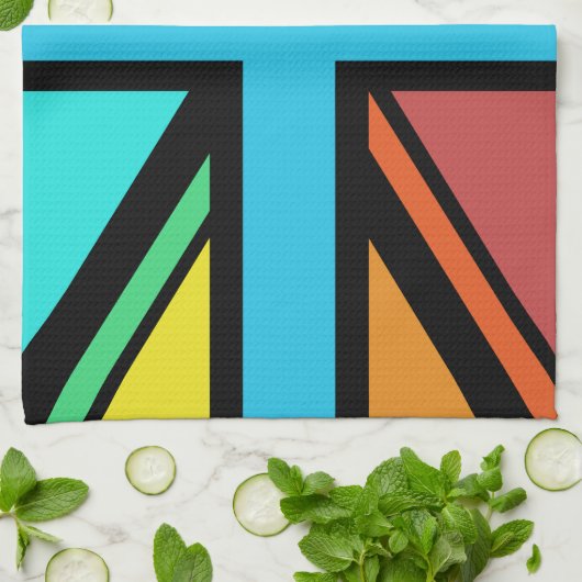 Union Jack/Flag mehrfarbig+Schwarz-Design Geschirrtuch (Gefaltet)