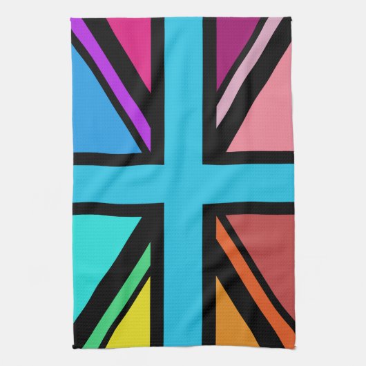 Union Jack/Flag mehrfarbig+Schwarz-Design Geschirrtuch (Vertikal)