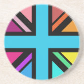 Union Jack/Flag mehrfarbig+Schwarz-Design Getränkeuntersetzer (Vorne)