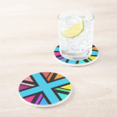 Union Jack/Flag mehrfarbig+Schwarz-Design Getränkeuntersetzer (Seite)