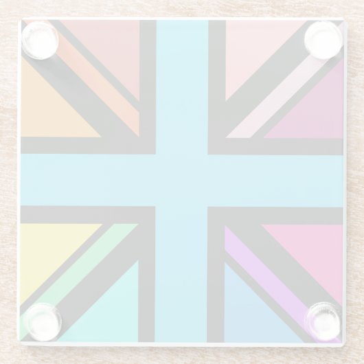 Union Jack/Flag mehrfarbig+Schwarz-Design Glasuntersetzer (Rückseite)
