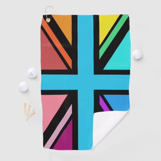 Union Jack/Flag mehrfarbig+Schwarz-Design Golfhandtuch (Insitu)