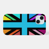 Union Jack/Flag mehrfarbig+Schwarz-Design iPhone 15 Hülle (Rückseite (Horizontal))