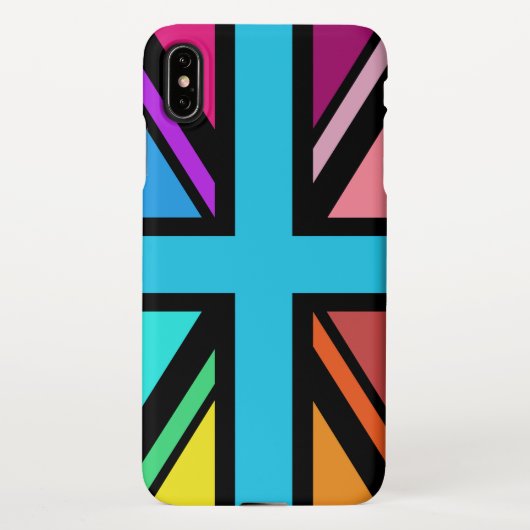 Union Jack/Flag mehrfarbig+Schwarz-Design iPhone Hülle (Rückseite)