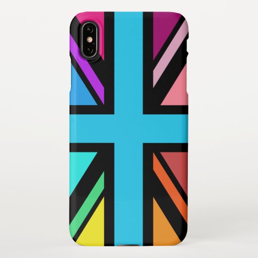 Union Jack/Flag mehrfarbig+Schwarz-Design iPhone Hülle (Rückseite)