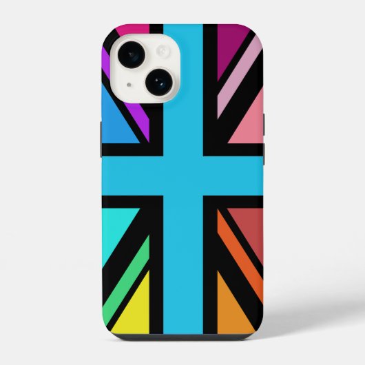 Union Jack/Flag mehrfarbig+Schwarz-Design iPhone Hülle (Rückseite)
