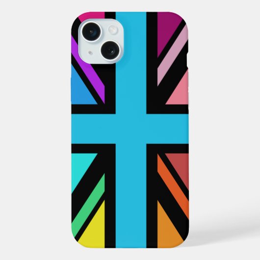 Union Jack/Flag mehrfarbig+Schwarz-Design iPhone Hülle (Rückseite)
