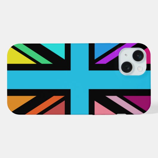 Union Jack/Flag mehrfarbig+Schwarz-Design iPhone Hülle (Rückseite (Horizontal))