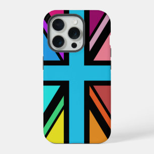 Union Jack/Flag mehrfarbig+Schwarz-Design iPhone 15 Pro Hülle