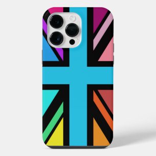 Union Jack/Flag mehrfarbig+Schwarz-Design iPhone 14 Pro Max Hülle