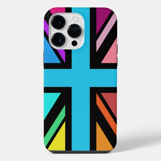 Union Jack/Flag mehrfarbig+Schwarz-Design iPhone Hülle (Rückseite)