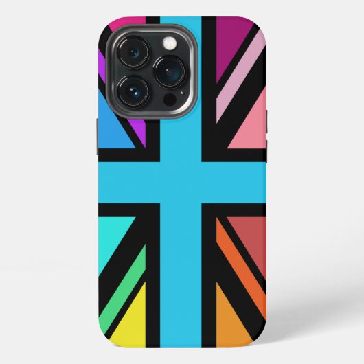 Union Jack/Flag mehrfarbig+Schwarz-Design iPhone Hülle (Hinten)