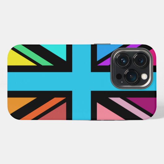 Union Jack/Flag mehrfarbig+Schwarz-Design iPhone Hülle (Rückseite (Horizontal))