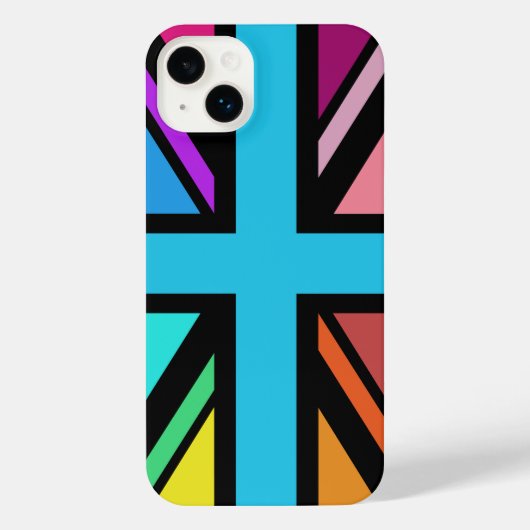 Union Jack/Flag mehrfarbig+Schwarz-Design iPhone Hülle (Rückseite)