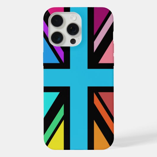 Union Jack/Flag mehrfarbig+Schwarz-Design iPhone Hülle (Rückseite)