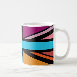 Union Jack/Flag mehrfarbig+Schwarz-Design Kaffeetasse