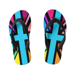 Union Jack/Flag mehrfarbig+Schwarz-Design Kinderbadesandalen