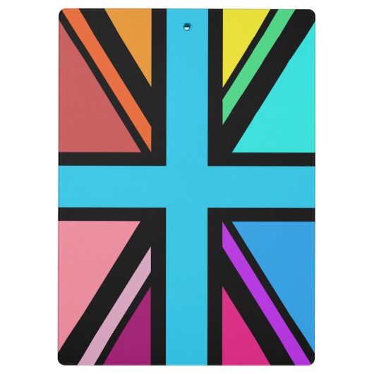 Union Jack/Flag mehrfarbig+Schwarz-Design Klemmbrett (Rückseite)