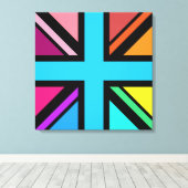 Union Jack/Flag mehrfarbig+Schwarz-Design Leinwanddruck (Insitu (Holzboden))