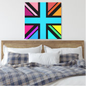 Union Jack/Flag mehrfarbig+Schwarz-Design Leinwanddruck (Insitu (Schlafzimmer))