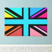 Union Jack/Flag mehrfarbig+Schwarz-Design Leinwanddruck (Insitu (Holzboden))
