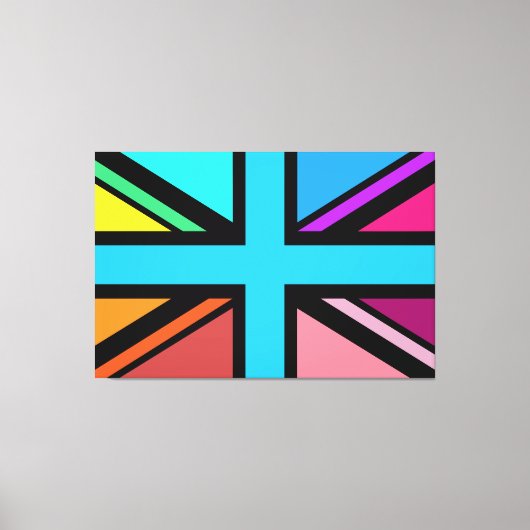 Union Jack/Flag mehrfarbig+Schwarz-Design Leinwanddruck (Vorderseite)