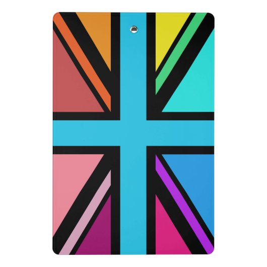 Union Jack/Flag mehrfarbig+Schwarz-Design Mini Klemmbrett (Rückseite)
