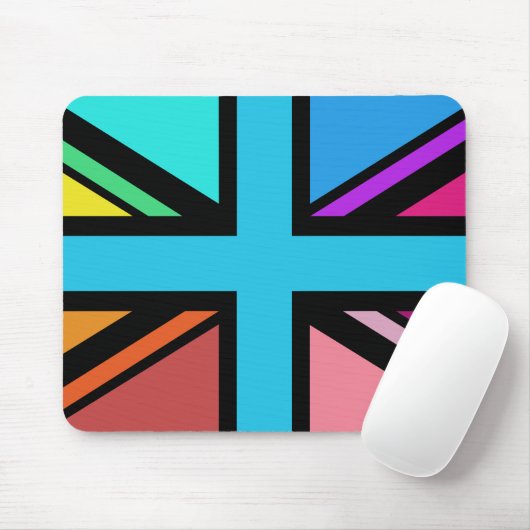 Union Jack/Flag mehrfarbig+Schwarz-Design Mousepad (Mit Mouse)