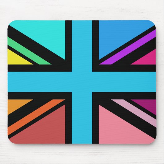 Union Jack/Flag mehrfarbig+Schwarz-Design Mousepad (Vorne)