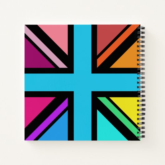 Union Jack/Flag mehrfarbig+Schwarz-Design Notizblock (Rückseite)