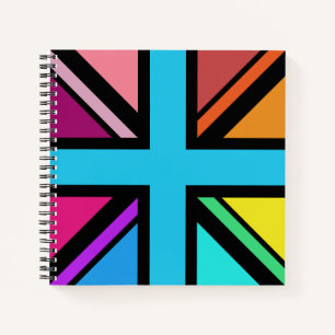 Union Jack/Flag mehrfarbig+Schwarz-Design Notizblock