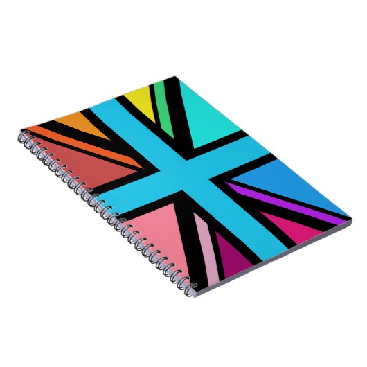 Union Jack/Flag mehrfarbig+Schwarz-Design Notizblock (Rechte Seite)
